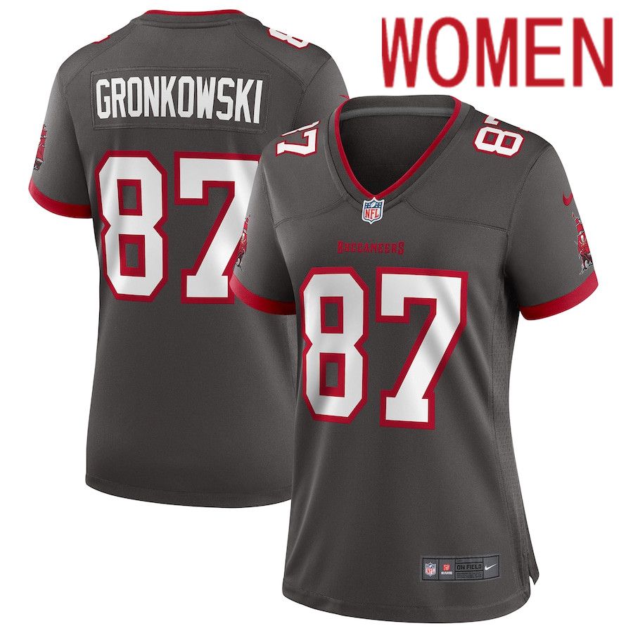 Women Tampa Bay Buccaneers #87 Rob Gronkowski Nike Pewter Alternate Game NFL Jersey